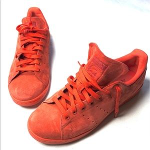 Adidas Stan Smith Red Suede Leather Tennis Shoes.